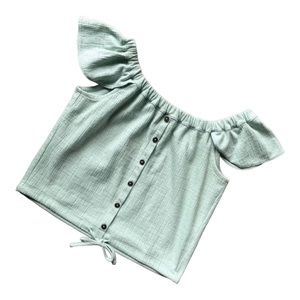 Madewell Texture & Thread Off The Shoulder Top J3571 - Mint Green Size Small